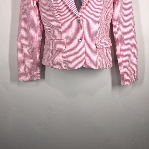 Sam TY pink stripe searsucker blazer size 6 - Picture 4 of 11